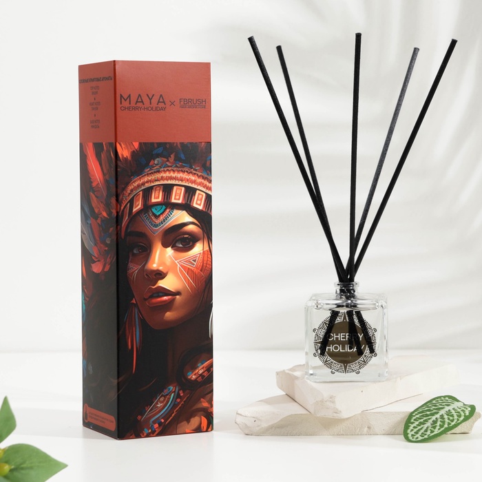 Диффузор ароматический MAYA CHERRY HOLIDAY с палочками, аромат вишни, пачули, миндаля для дома, 50 мл - Фото 1