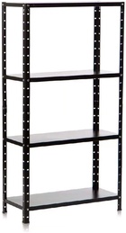 Стеллаж металлический для склада, 4 полки, дерево, 150×75×30 см, чёрный - Фото 2