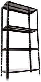 Стеллаж металлический для склада, 4 полки, дерево, 150×75×30 см, чёрный - Фото 3