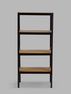Стеллаж металлический для склада напольный, 4 полки, дерево, 150×70×30 см, чёрный 10650701 - фото 319799777