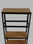 Стеллаж металлический для склада напольный, 4 полки, дерево, 150×70×30 см, чёрный 10650701 - фото 319799780