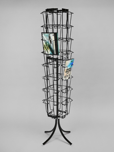 Стойка вращающаяся для прайсов, напольная, 32 кармана А4, 50×50×180, чёрная