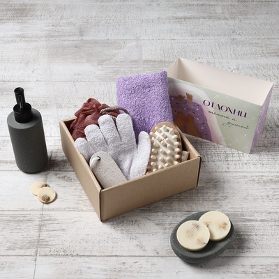 Подарочный набор «Этель. Отдохни», полотенце 35×60 см, мочалка, пемза