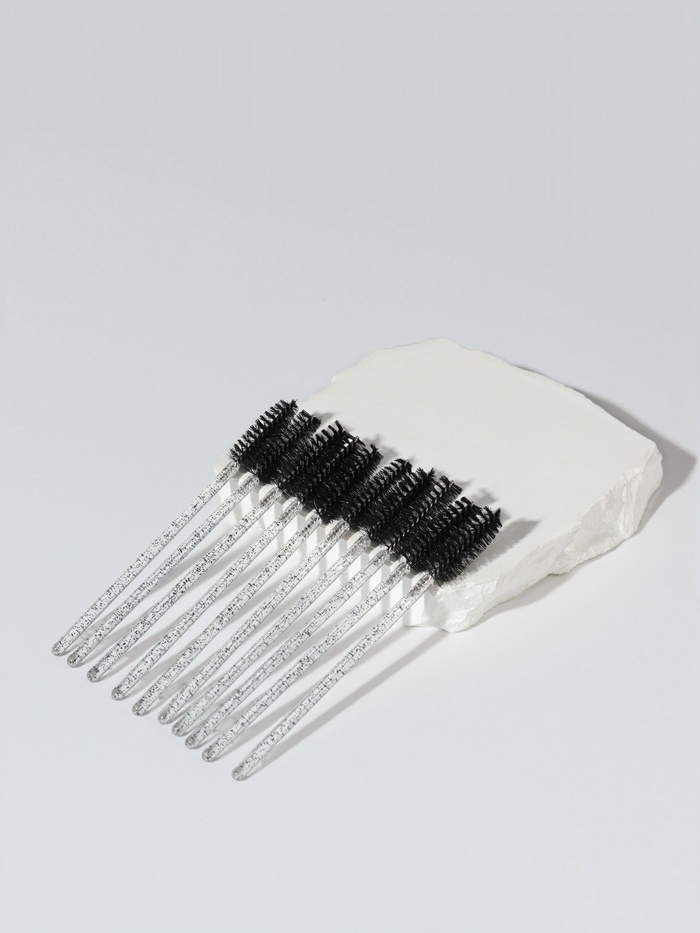 Щёточки для бровей и ресниц, набор - 10 шт., 10 см, чёрная, прозрачная - Фото 1