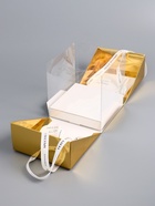 Коробка под бенто - торт с ленточками, золотая, 15.5×15.5×16 см - Фото 4