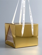 Коробка под бенто-торт с ленточками, золотая, 21×21×18 см 10745963