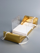 Коробка под бенто-торт с ленточками, золотая, 21×21×18 см 10745963