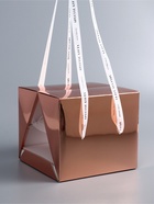 Коробка под бенто - торт с ленточками, розовое - золото, 21×21×18 см - Фото 2