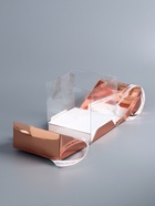 Коробка под бенто-торт с ленточками, ,розовое-золото, 21×21×25 см 10745966