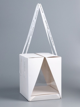 Коробка под бенто - торт с ленточками, белая, 25×25×27 см