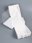 Коробка под бенто-торт с ленточками, белая , 25 х 25 х 27 см - фото 808547271