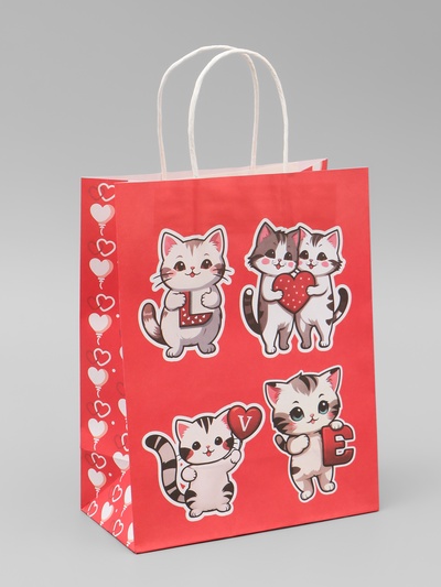Пакет подарочный крафт Love 21×11×27 См