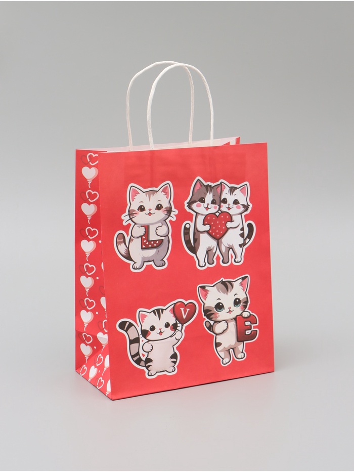 Пакет подарочный крафт Love 21×11×27 См - Фото 1