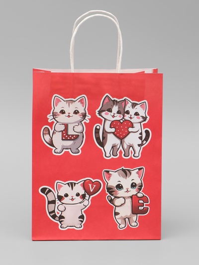 Пакет подарочный крафт Love 21×11×27 См