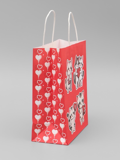 Пакет подарочный крафт Love 21×11×27 См