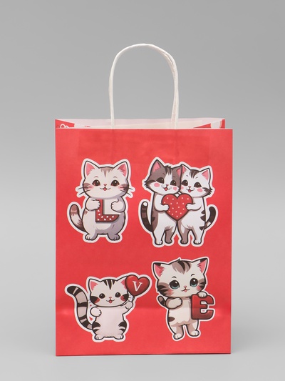 Пакет подарочный крафт Love 21×11×27 См