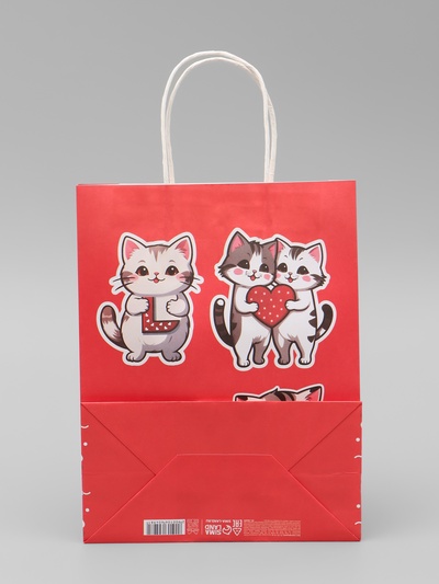 Пакет подарочный крафт Love 21×11×27 См