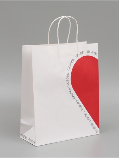 Пакет подарочный крафт «Любовь» 26×11×32 См