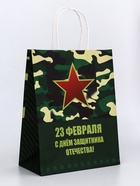 Пакет подарочный крафт «С 23 Февраля» 21×11×27 См 10669568