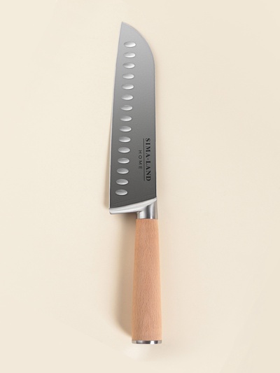 Нож кухонный сантоку SL Home «Калабрия», нержавеющая сталь, 18 см, бежевый