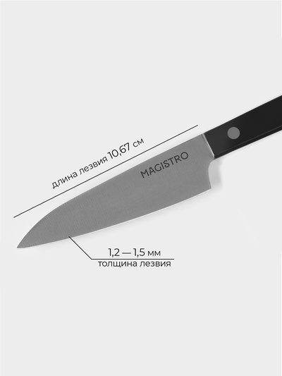 Нож кухонный овощной Magistro Hinshitsu, нержавеющая сталь, 10.6 см, чёрный