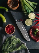 Нож кухонный сантоку Hinshitsu, нержавеющая сталь, лезвие 17.8 см, длина 29.5 см, чёрный 10174738 Нож кухонный сантоку Hinshitsu, нержавеющая сталь, лезвие 17.8 см, длина 29.5 см, чёрный 10174738