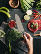 Нож кухонный сантоку Hinshitsu, нержавеющая сталь, лезвие 17.8 см, длина 29.5 см, чёрный 10174738 Нож кухонный сантоку Hinshitsu, нержавеющая сталь, лезвие 17.8 см, длина 29.5 см, чёрный 10174738