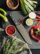 Нож кухонный сантоку Hinshitsu, нержавеющая сталь, лезвие 17.8 см, длина 29.5 см, чёрный 10174738 Нож кухонный сантоку Hinshitsu, нержавеющая сталь, лезвие 17.8 см, длина 29.5 см, чёрный 10174738