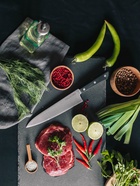 Нож кухонный шеф Magistro Hinshitsu, нержавеющая сталь, лезвие 21.3 см, длина 39 см, чёрный 10174739