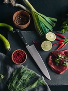 Нож кухонный шеф Magistro Hinshitsu, нержавеющая сталь, лезвие 21.3 см, длина 39 см, чёрный 10174739