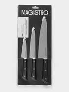 Набор кухонных ножей Magistro Hinshitsu, 3 шт. овощной, универсальный, шеф, нержавеющая сталь, чёрный - Фото 12