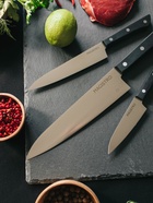 Набор кухонных ножей Magistro Hinshitsu, 3 шт. овощной, универсальный, шеф, нержавеющая сталь, чёрный - Фото 13