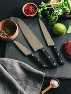 Набор кухонных ножей Magistro Hinshitsu, 3 шт. овощной, универсальный, шеф, нержавеющая сталь, чёрный - Фото 14