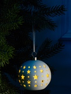 Ёлочный шар «Звёздное небо», 9×9×9.8 см, 1 LED, керамика, от батареек LR44×2, свечение тёплое белое - Фото 4