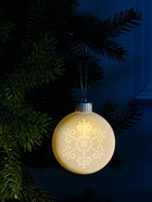 Ёлочный шар «Снежинка», 8.7×3.1×9.8 см, 1 LED, керамика, от батареек LR44×3, свечение тёплое белое - Фото 4