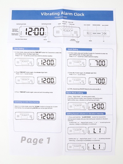 Часы электронные настольные, с будильником, вибрацией, от USB, 2 батарейки АА