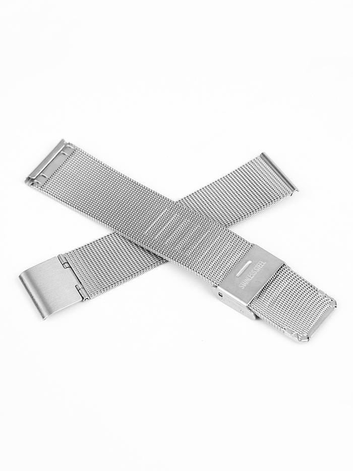 Ремешок для часов, 20 мм, металл, длина 19 см, серебристый