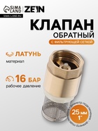 Клапан обратный ZEIN engr, 1", с фильтрующей сеткой - Фото 1