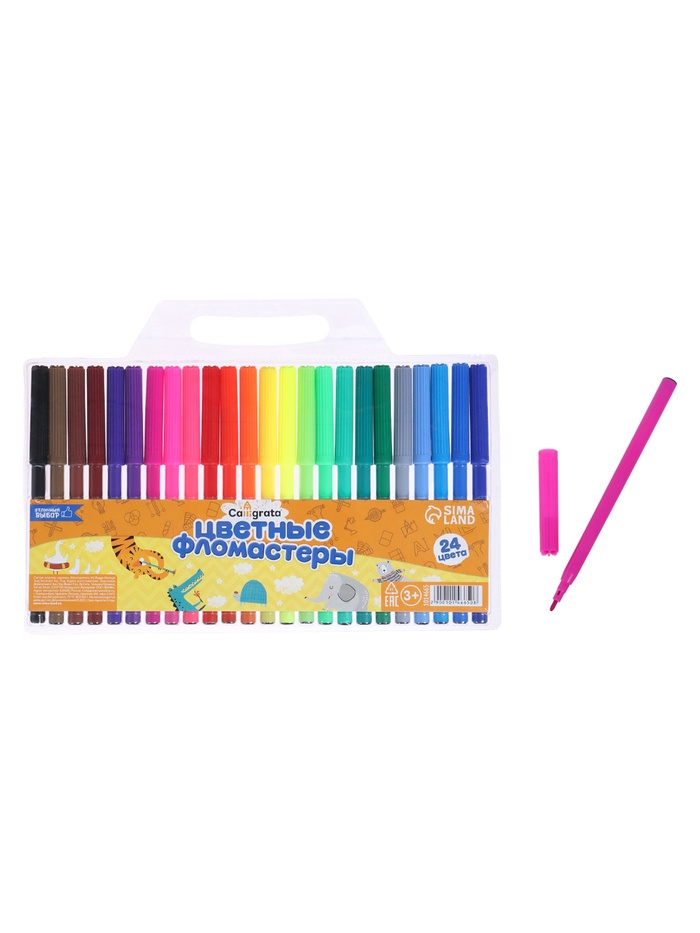 Фломастеры 24 цвета, вентилируемый колпачок, блистер - Фото 1