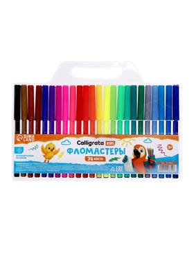 Фломастеры 24 цвета, вентилируемый колпачок, блистер  (артикул 1014665)  большой выбор товаров оптом и в розницу по низким ценам с доставкой