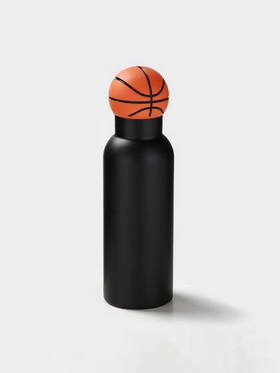 Термос «Баскетбольный мяч», 500 мл, сохраняет тепло 8 ч, нержавеющая сталь, чёрный