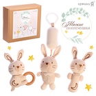 Подарочный набор для новорождённых «Зайчик», 3 мягкие погремушки - Фото 1