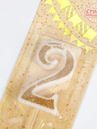 УЦЕНКА Свеча для торта «Блёстки» цифра 2, золотистая, 5.2 см 10857056