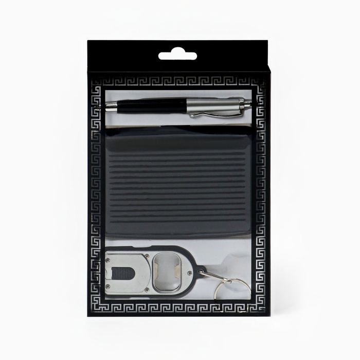 Набор подарочный, 3 предмета: ручка, визитница, фонарик с открывалкой - Фото 1