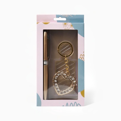 Набор подарочный, 2 предмета: ручка, брелок-сердце