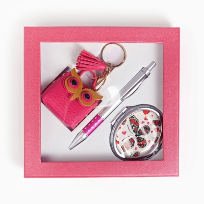 Набор подарочный 3 в 1 (ручка, брелок, зеркало)