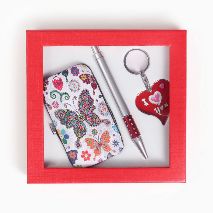 Набор подарочный 3 в 1 (ручка, маникюрный набор, брелок), МИКС - Фото 1