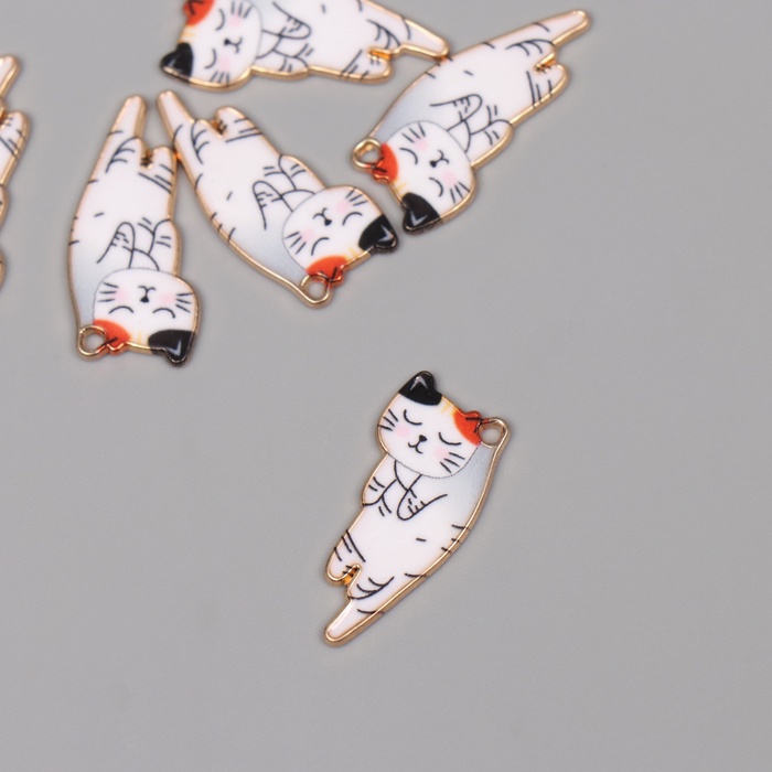 Декор для творчества металл, эмаль «Котик спит», 2.5×1.3 см