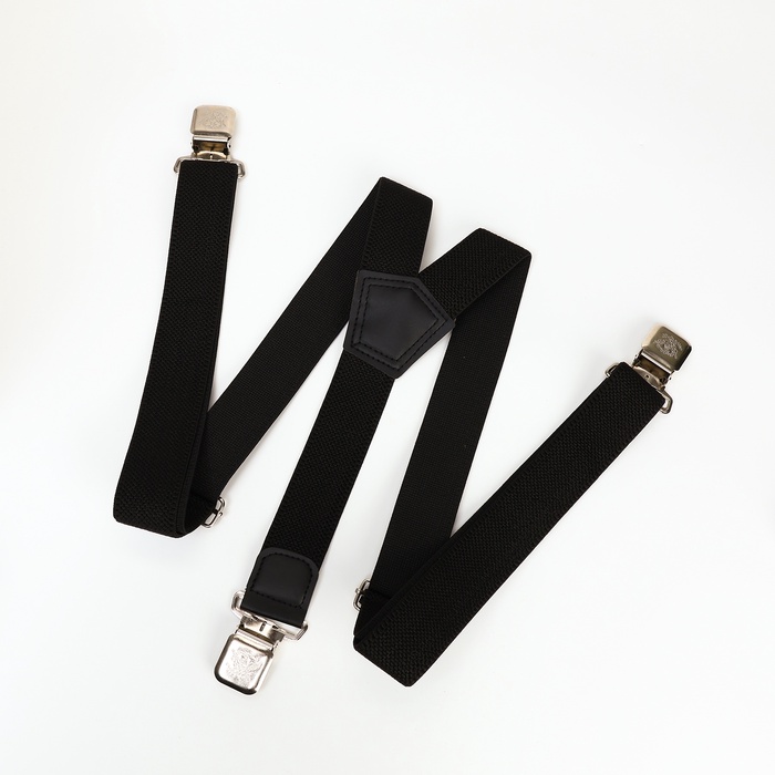 Подтяжки взрослые «Великан» для полных, ширина 3.8 см, чёрный - Фото 1