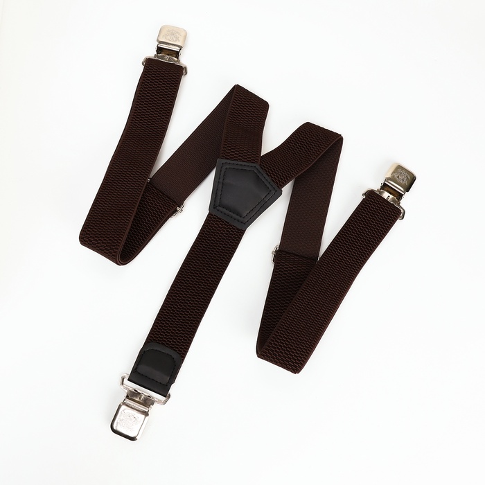 Подтяжки взрослые «Великан» для полных, ширина 3.8 см, тёмно-коричневый - Фото 1